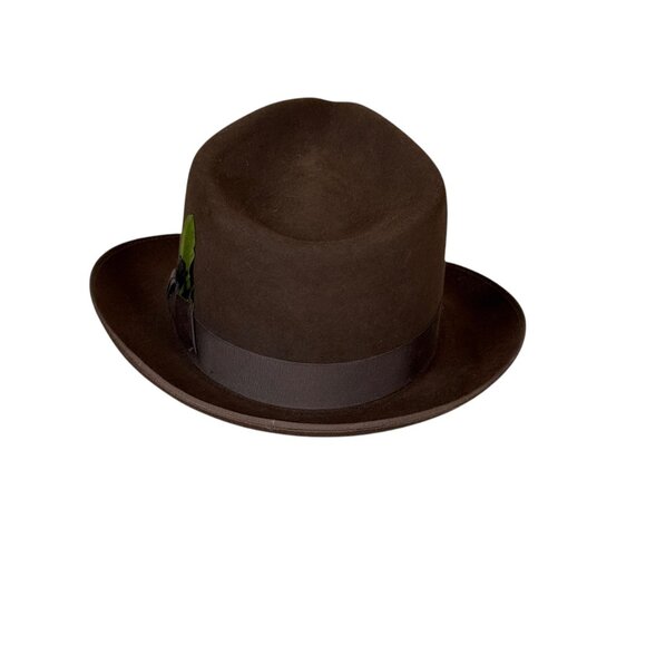 Vintage Wright Fedora Hat Size 6 5/8 Brown Coney Fur 1950s Miraklor -USA - Picture 3 of 10